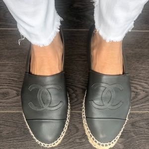 CHANEL Espadrilles Lambskin Grey